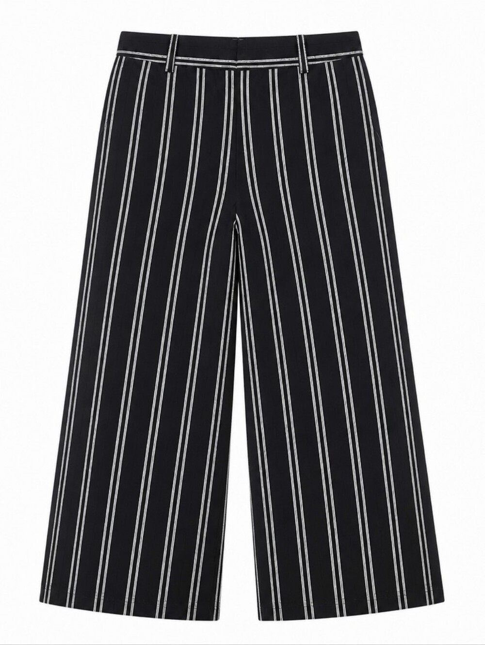 Joe Fresh SZ 8 Linen Blend Wide Leg Striped Cropped Pants Culottes Effortless